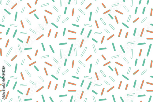 Seamless colorful sprinkles pattern on a white background, ideal for festive designs, sweet food themes, and playful celebrations.