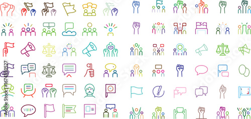 Diverse protest icons collection activism symbols