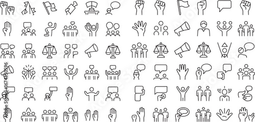 Protest symbols and actions demonstration rally