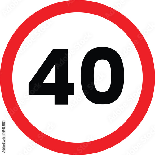 driving speed limit 40 sign, traffic signs symbols, No car allowed sign