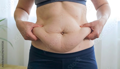 Woman's abdomen, excess skin