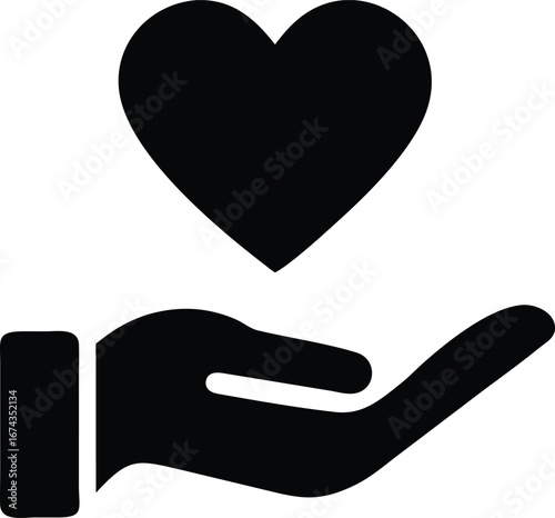 Hand and Heart Silhouette Icon