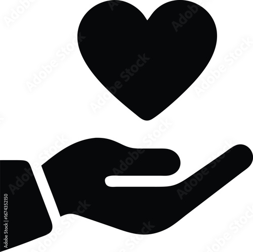 Hand and Heart Silhouette Icon
