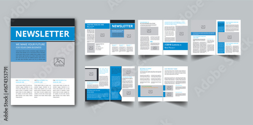 The Newsletter Template 10 Page layout design With Cover page / Weekly Newsletter, Monthly Newsletter, Daily Newsletter