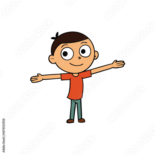 kid arm stretched sideways on white background.eps
