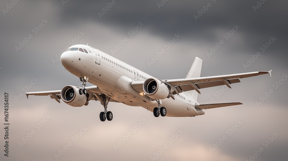 Obraz premium Large jet airplane flying above the cloud