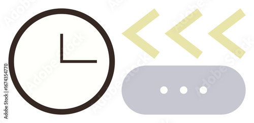 Clock with arrows and progress bar highlights time management, process efficiency, and productivity. Ideal for workflow, deadlines, planning, organization, and scheduling concepts in a simple flat