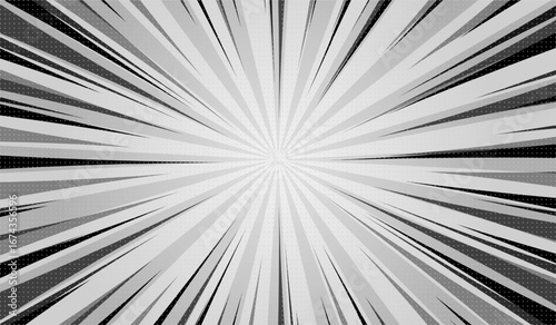 Background for cartoon comics made of black and white radial rays. A pop art style template for text about superheroes in comics. Vector EPS 10.