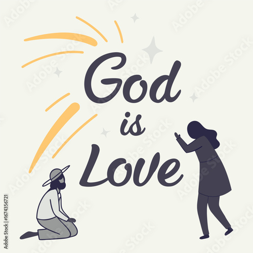 "God is Love" typography shines with warmth and faith, blending elegant letters and gentle curves to convey divine love, hope, and spiritual inspiration in every stroke.
