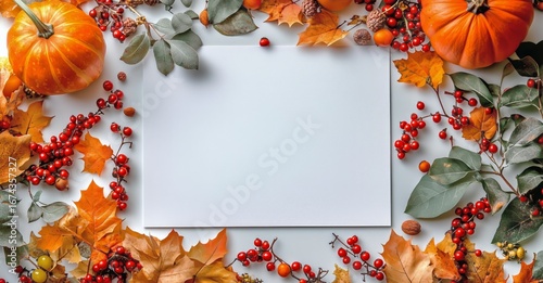 Colorful Autumn Decorations With Pumpkins and Foliage Arranged on a Table for...