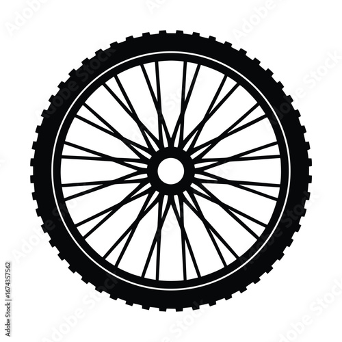 Bicycle tire silhouette vector illustration, Black Bicycle tire silhouette