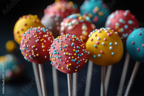 Colorful Cake Pops With Vibrant Sprinkles Arranged for a Festive Celebration.