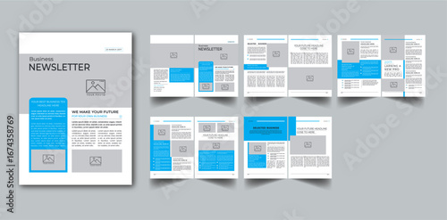 The Newsletter Template 10 Page layout design With Cover page / Weekly Newsletter, Monthly Newsletter, Daily Newsletter