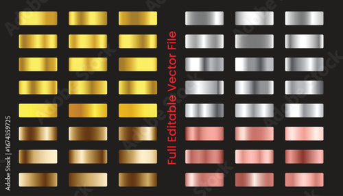 gold and silver gradient set , gold gradients, realistic golden, metallic palettes, gold gradient set, silver gradients or  set o gradients