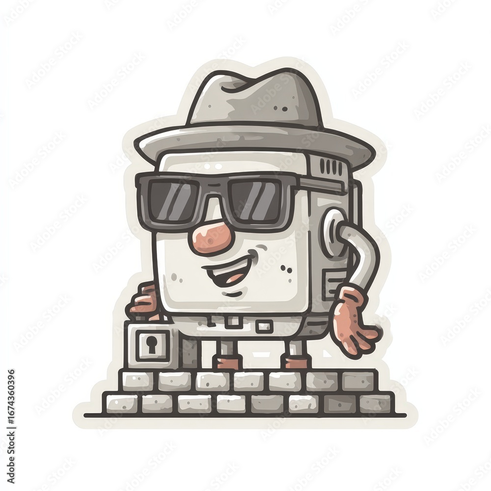 Naklejka premium Incognito Robot on Computer Keyboard