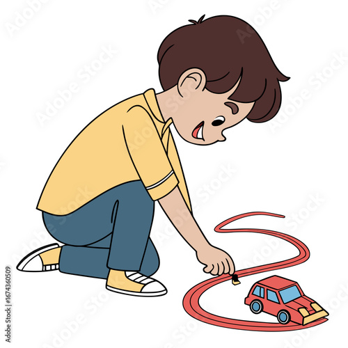 boy playing with a skateboard