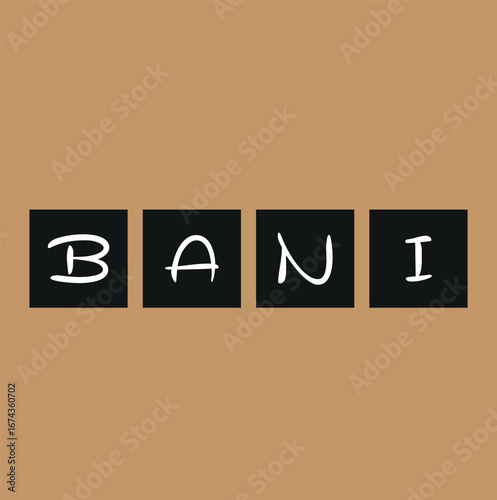 alphabet letter block in the word BANI (Fragile, Anxious, Non-Linear and Incomprehensible) on background