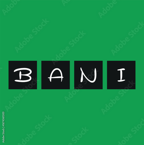 alphabet letter block in the word BANI (Fragile, Anxious, Non-Linear and Incomprehensible) on background
