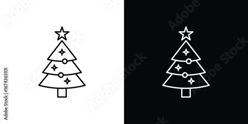 Tree christmas icons with Editable strokes set for UI UX