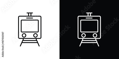 Train icons with Editable strokes set for UI UX