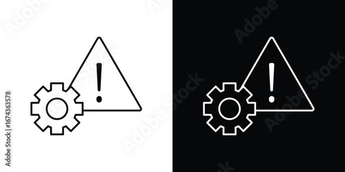 Technical warning icons with Editable strokes set for UI UX
