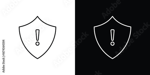 Shield exclamation icons with Editable strokes set for UI UX