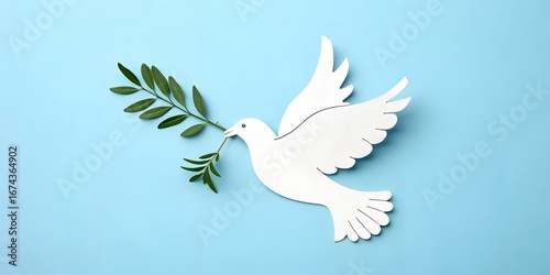Paper Cut Dove of Peace with Olive Branch