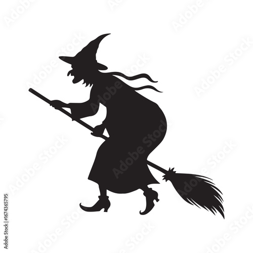 halloween witch vector silhouette clip art logo design illustration