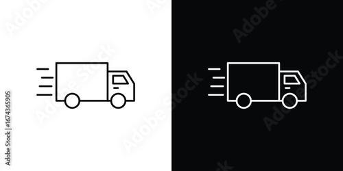 Moving truck icons with Editable strokes set for UI UX