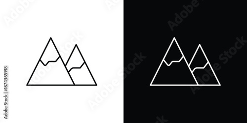 Mountains icons with Editable strokes set for UI UX