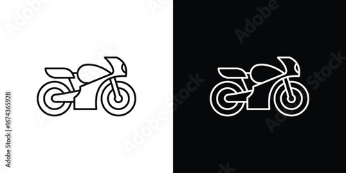 Motorcycle icons with Editable strokes set for UI UX
