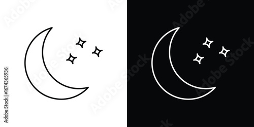 Moon stars icons with Editable strokes set for UI UX