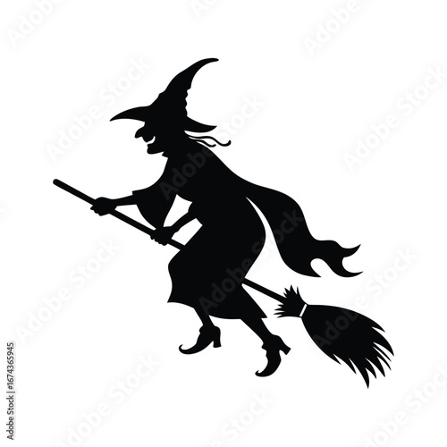 halloween witch vector silhouette clip art logo design illustration