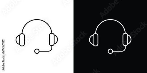 Headset icons with Editable strokes set for UI UX