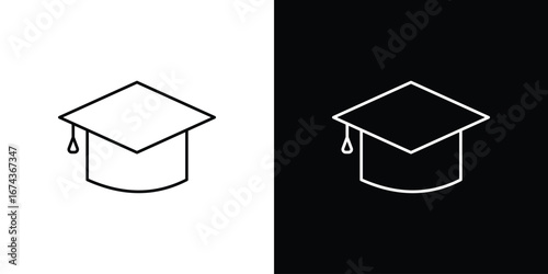 Graduation cap icons with Editable strokes set for UI UX