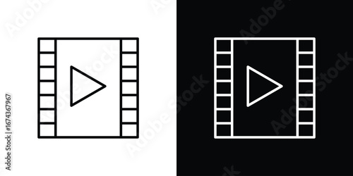 Film icons with Editable strokes set for UI UX