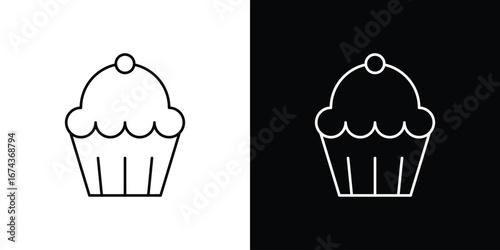 Cupcake icons with Editable strokes set for UI UX