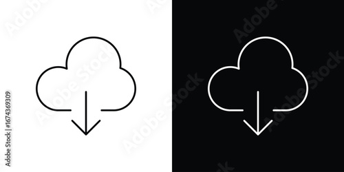 Cloud download icons with Editable strokes set for UI UX