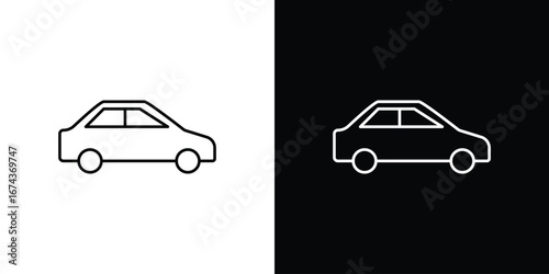 Car side view icons with Editable strokes set for UI UX