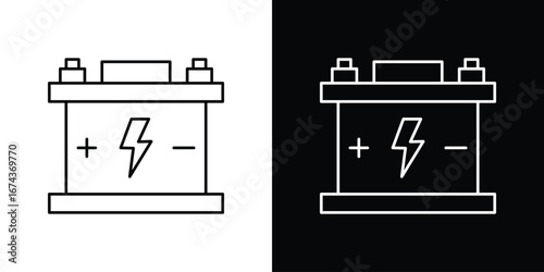 Car battery icons with Editable strokes set for UI UX