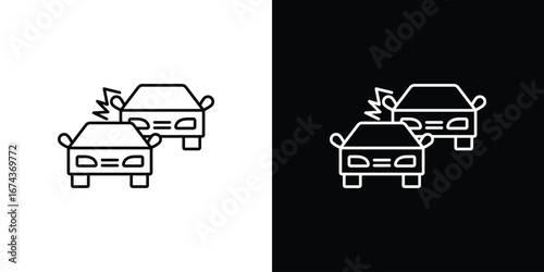 Car crash icons with Editable strokes set for UI UX