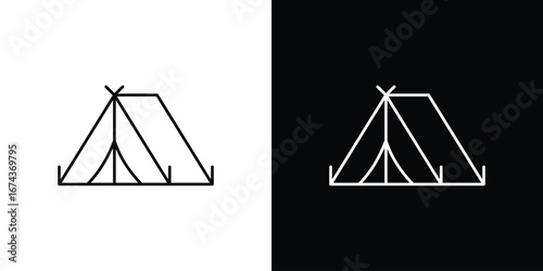 Camping icons with Editable strokes set for UI UX