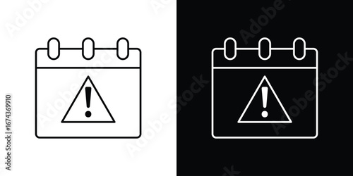 Calendar exclamation icons with Editable strokes set for UI UX