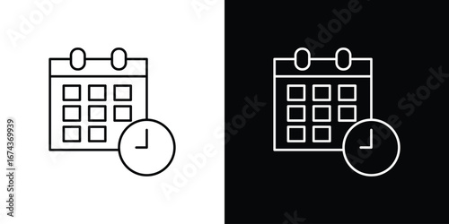 Calendar clock icons with Editable strokes set for UI UX