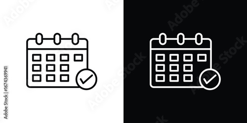 Photos Calendar check icons with Editable strokes set for UI UX