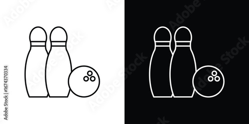 Bowling icons with Editable strokes set for UI UX