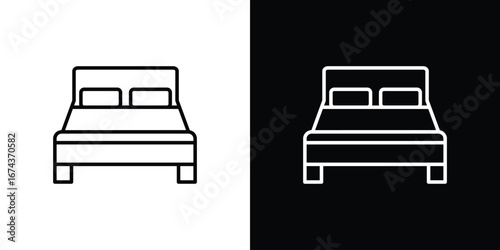Bed icons with Editable strokes set for UI UX