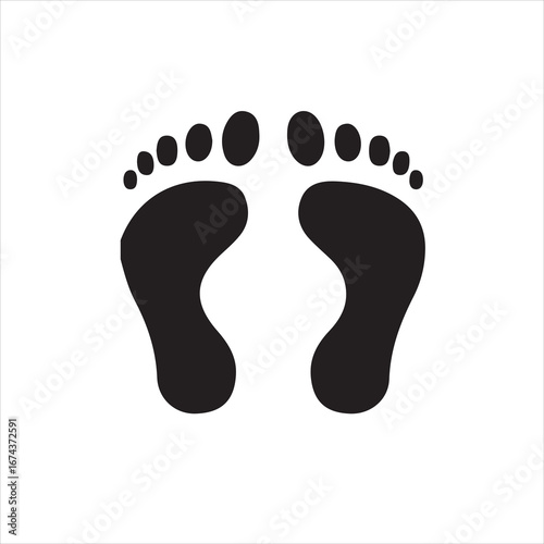 Black footprint illustration on white background isolated on white background
