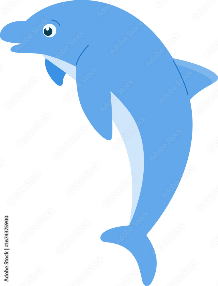 Fototapeta premium Cute Blue Dolphin Illustration 