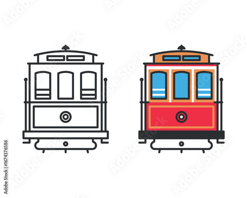 San Francisco Cable car Illustration. Vector File